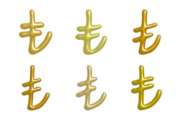 Obraz premium Set of hand drawn turkish lira currency symbol. Brush stroke doodle. Single element for design