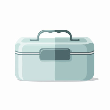 Light Blue Cartoon Style Toolbox with Handle and Latch for Tool Storage; Simple and Clean Design Isolated on White for Graphic Design
