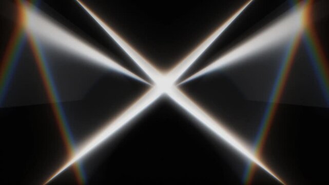 Clean white symmetrical lasers with a sharp rainbow prism edge for a high-tech look.