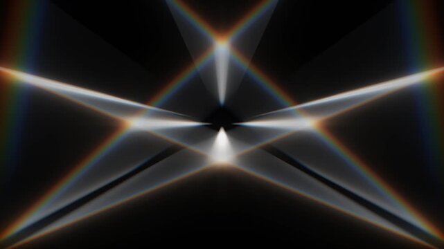 A futuristic laser pyramid structure glowing with a vivid spectrum of light