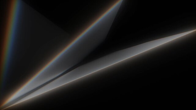 A sharp diagonal laser beam with deep prism colors and a sense of infinite depth