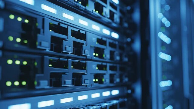 Server rack with illuminated ports