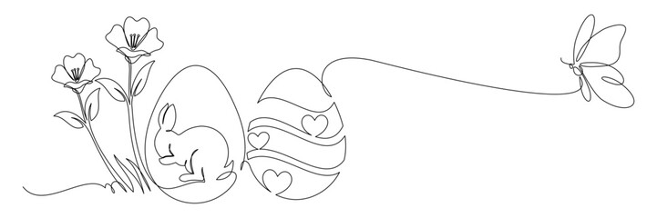 Beautiful Easter egg continuous line drawing.eps