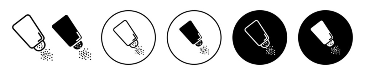 Pepper shaker icons in black filled and outlined set