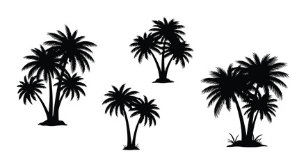 A striking collection of tropical palm trees depicted in a bold black silhouette high quality professional detailed modern © AL-AMIN