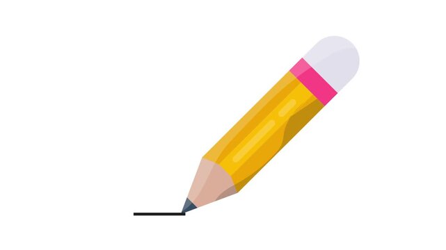  A bright yellow pencil featuring a pink eraser at the top, placed on a light background.