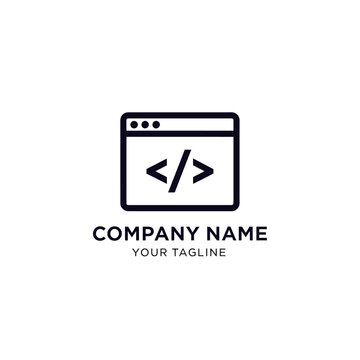 Coding Symbol in Browser Window Logo.