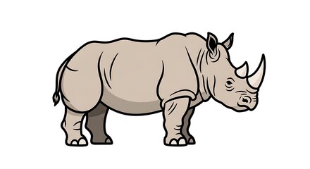 Obraz premium Illustration of a Rhino on White Background.