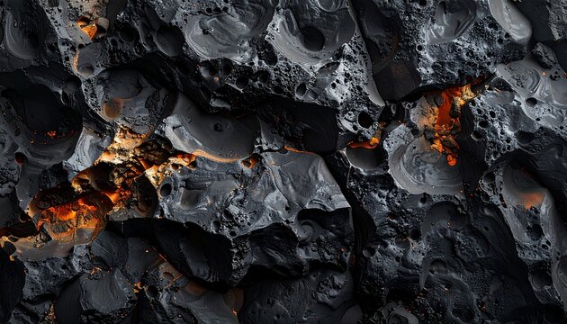 Glowing embers and burning charcoal on a dark background with fiery sparks