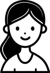 Obraz premium Hand Drawn Cute Cartoon Girl Black and White Avatar Illustration in Minimal Line Art Style Design