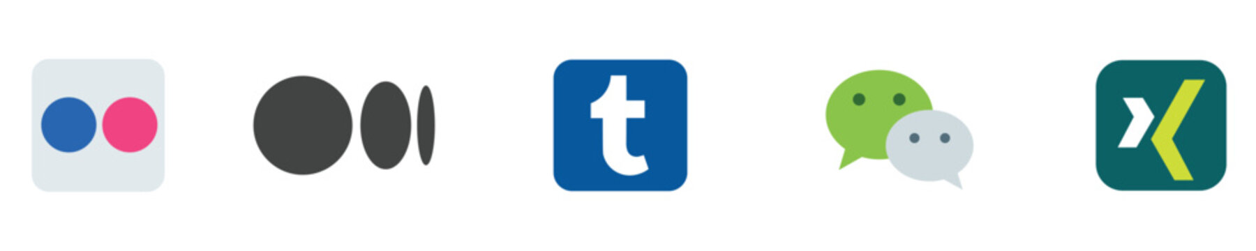 Colorful array of social media icons in vibrant hues, showcasing popular app logos for digital communication and networking.