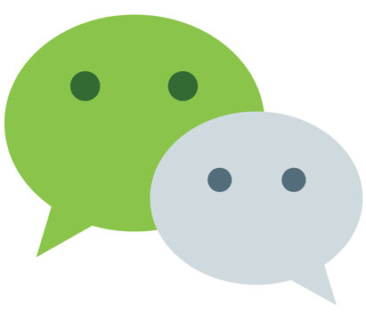 Chat bubble icons in playful green and light grey, representing conversation and messaging, with subtle dots for faces.
