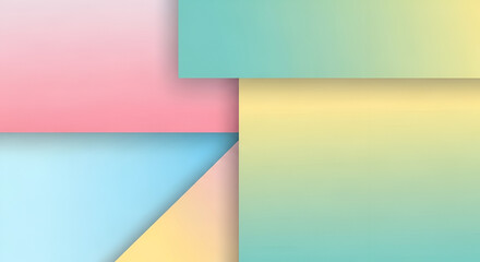 Obraz premium Flat design pastel geometric background with stacked shapes and soft gradients for business presentation and branding