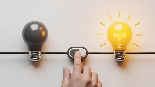Switching from Traditional to Innovative Idea with Light Bulb Concept, Creative Problem Solving, Business Transformation Strategy, Inspiration and Modern Thinking Shift