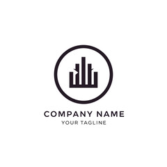 Black City Skyline Logo Design Template.