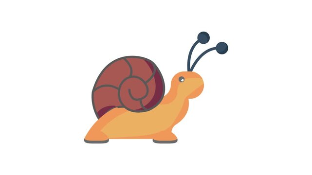 A cartoon snail featuring a distinctive black dot on its shell, adding a playful touch to its appearance.