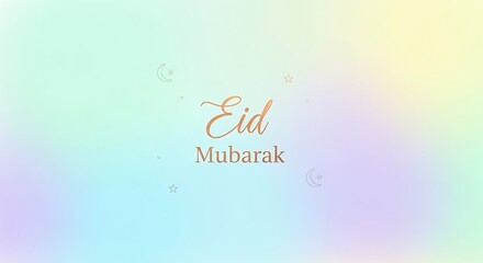 Eid mubarak greeting with pastel background and elegant calligraphy