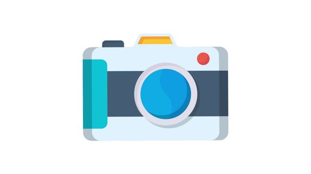 Camera icon set against a blue and white background, symbolizing photography and visual media.
