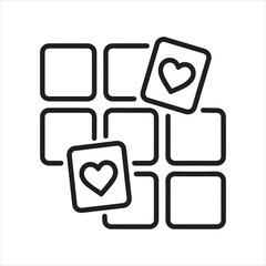 Memory matching cards outline icon vector