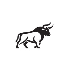Fototapeta premium Powerful black and white minimalist bull logo design
