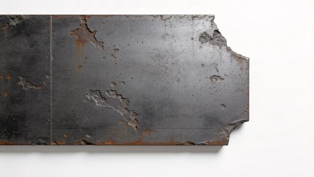 Rusty metal plate with damaged edges