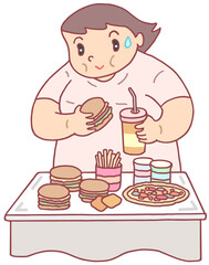 疾患・疾病のイラスト - 過食症・むちゃ食い・神経性過食