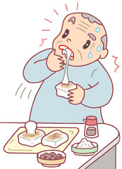 疾患・疾病のイラスト - 嚥下障害・喉つまり・窒息