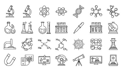 Laboratory research science editable stroke icon collection © Boloram
