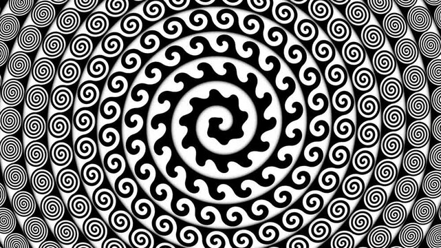 Intricate Black and White Hypnotic Spiral Vortex Animation with Seamless 4K Looping Video