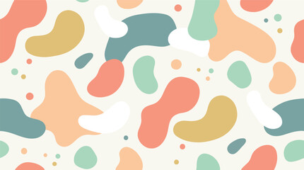 Abstract seamless pattern with organic pastel shapes and scattered dots