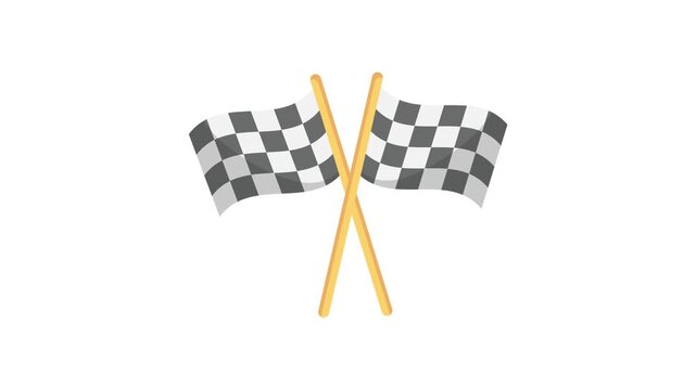 Two crossed checkered flags on a white background, symbolizing racing or competition.