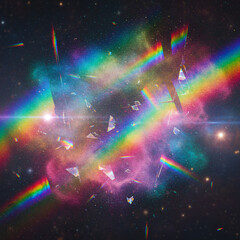 Fototapeta premium Cosmic Spectrum Shatter A Prismatic Explosion in Space
