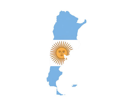 Argentina map outline with national flag colors, ideal for travel, tourism, and cultural projects celebrating Argentinian heritage