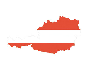 Fototapeta premium Austria map outline with Austrian flag, perfect for travel, tourism, and patriotic themes in presentations and designs