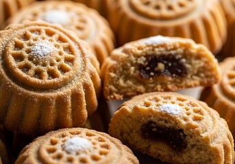 Fototapeta premium Close up of traditional maamoul cookies baked goods delicious food