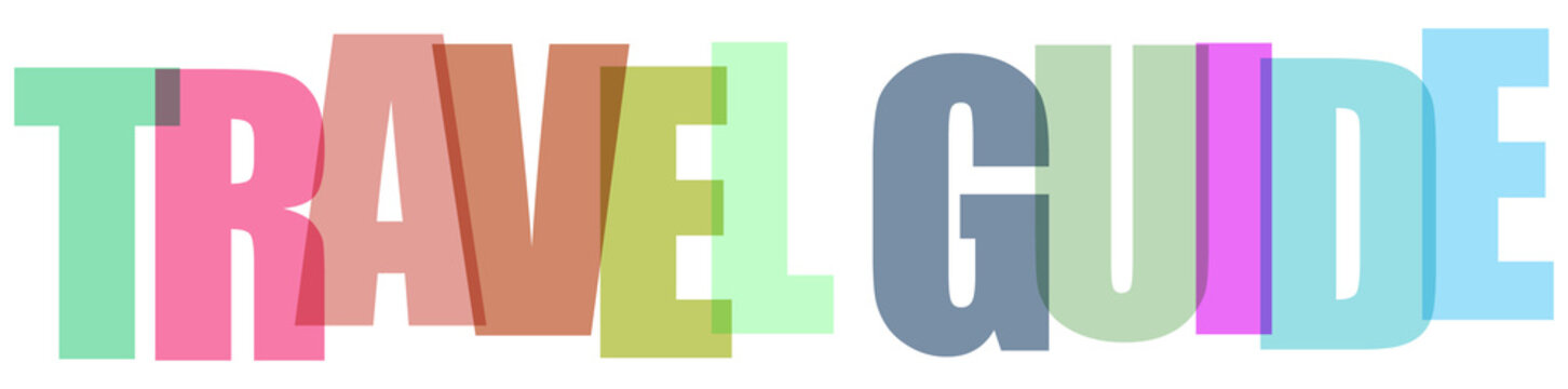 Colorful and playful typography showcasing the words travel guide