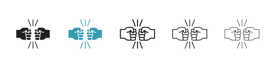 Obraz premium Fist bump icon in flat style. Basic vector symbol illustration