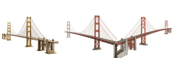 Fototapeta premium Golden Gate Bridge Model Isolated on White – Iconic San Francisco Landmark Architecture