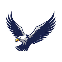 Fototapeta premium Strong flying bald eagle mascot illustration with widespread wings