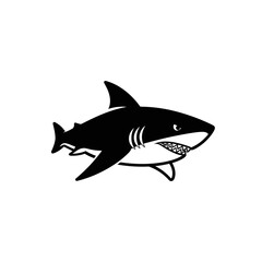 Fototapeta premium Stylized aggressive black shark illustration with sharp teeth