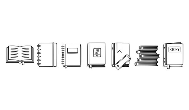 Book outline icon set thin line vector education reading symbols