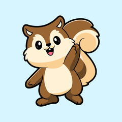 Fototapeta premium Cute Cartoon Chipmunk Standing with Happy Expression Isolated on Soft Background