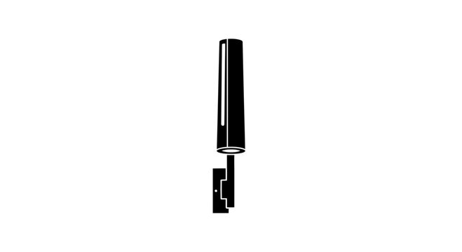 Sleek black cylindrical wall light fixture modern design icon graphic on white surface