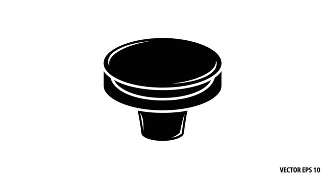 Abstract black round button or furniture knob simple vector silhouette graphic design element for