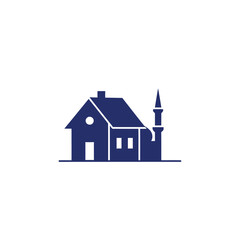 Fototapeta premium House with Roof and Minaret Silhouette on Ground