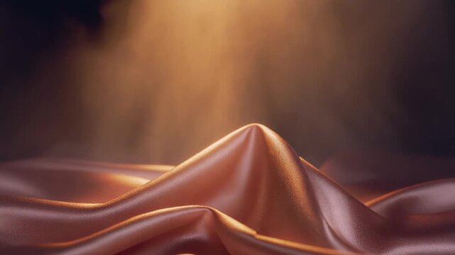 Abstract folded sheet of dusty rose sil motion texture background in cinematic