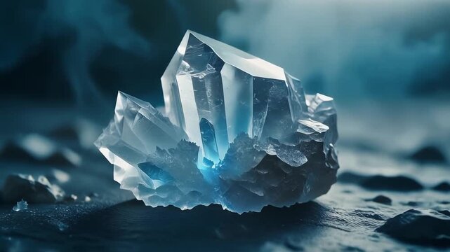 Shimmering frost tipped mineral crystal r mineral texture in cinematic macro close