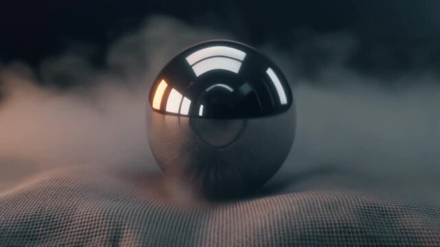 Shimmering polished hematite sphere sliding mineral texture in cinematic macro close up