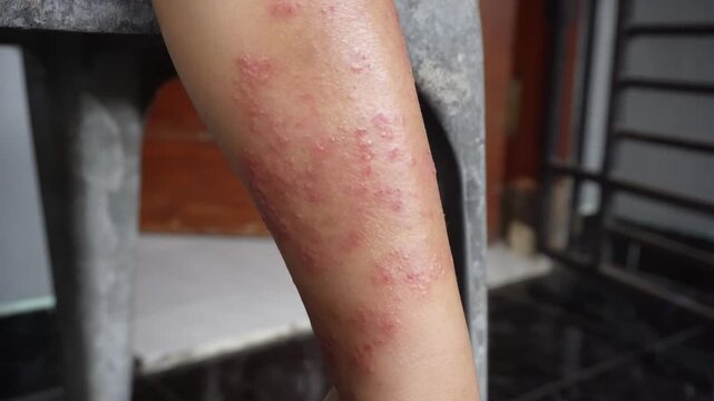 Toddler's feet affected by Dermatitis Nummuralis or nummular eczema, discoid eczema is skin inflammation as a result of external and or internal factors that cause skin disorders such as redness.