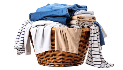 Laundry Basket Overflowing with Freshly Washed Clothes
